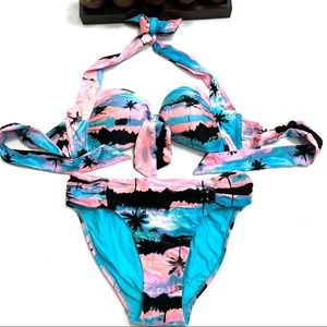EUC Seafolly Sunset Print Bikini 2pc Set Size 6